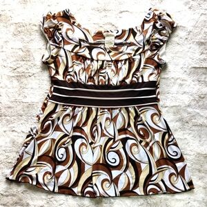 Speechless Brown, White, and Cream Quarter Sleeves Top Size L